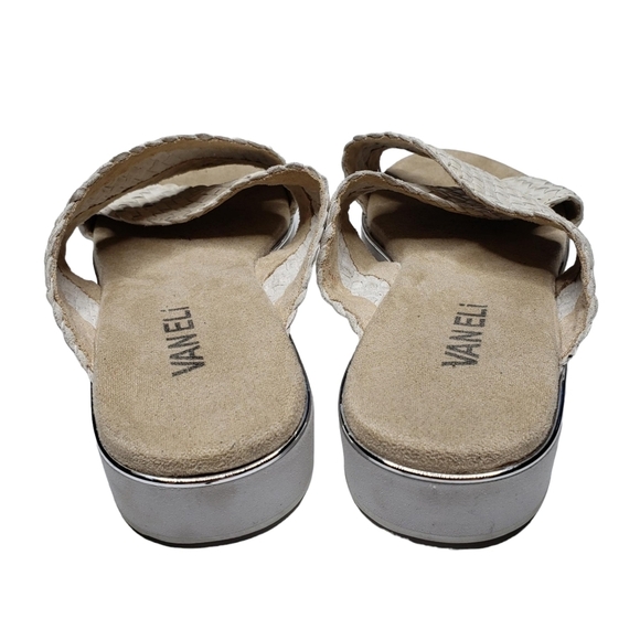 Vaneli | Off White Braided Bohemian Beach Slip On Open Toe Flat Sandals Women 7 - Picture 4 of 11